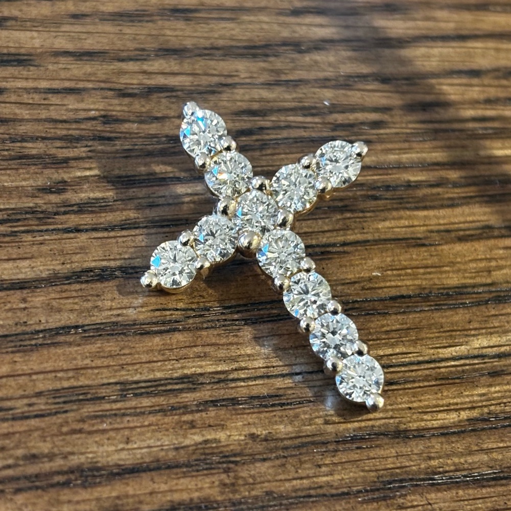 (SOLD) 14k ~4.00ct Natural Diamond Cross Pendant